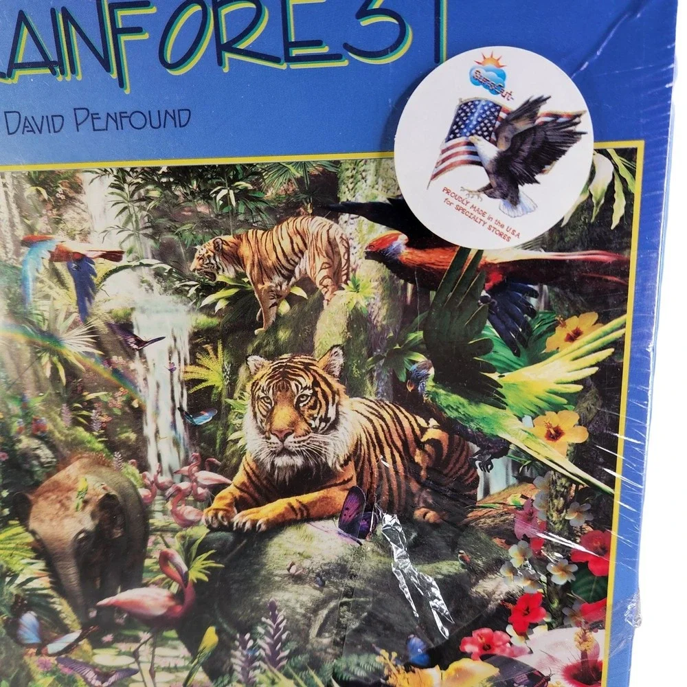 Asian Rain Forest Puzzle 1000 Pieces Jungle Animals Made USA Lg 19 x 30 New READ